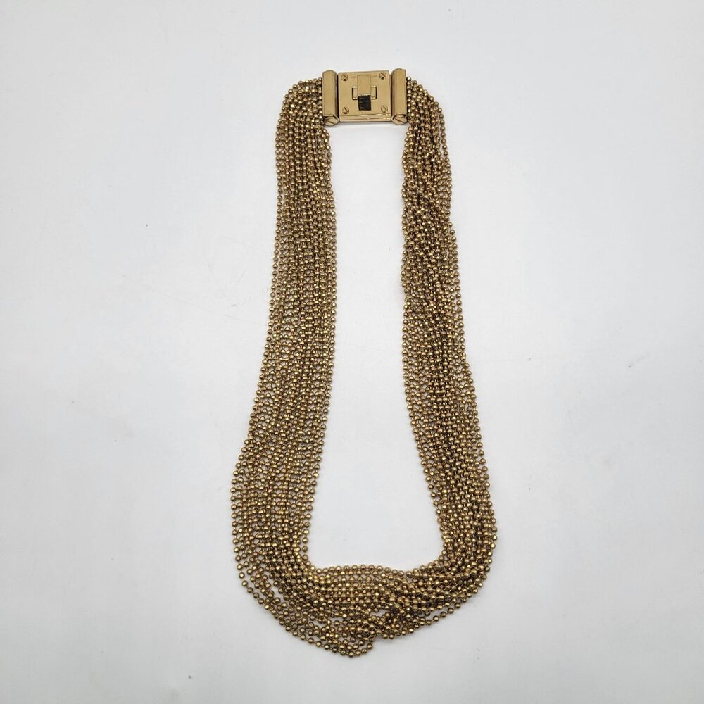 MICHAEL KORS GOLD BRILLIANCE MULTI-STRAND BEAD NECKLACE+TURN LOCK MKJ2204